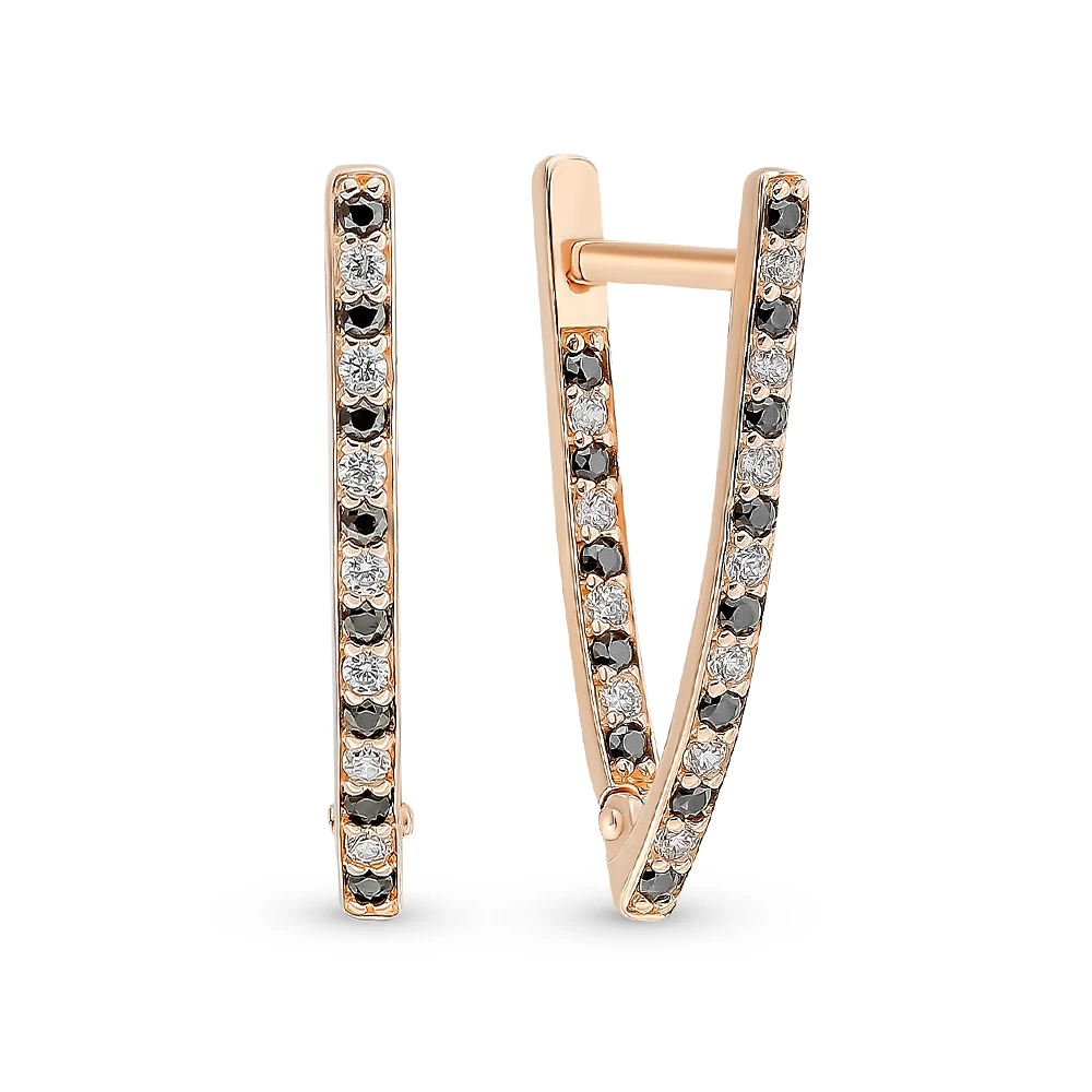 Серьги с фианитами из красного золота 375 пробы