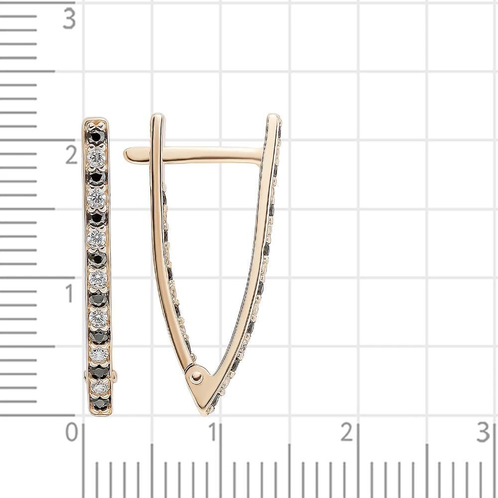 Серьги с фианитами из красного золота 375 пробы
