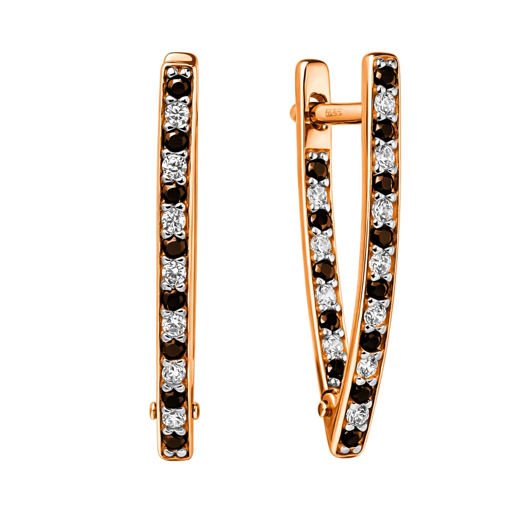 Серьги с фианитами из красного золота 375 пробы Серьги с фианитами из красного золота 375 пробы