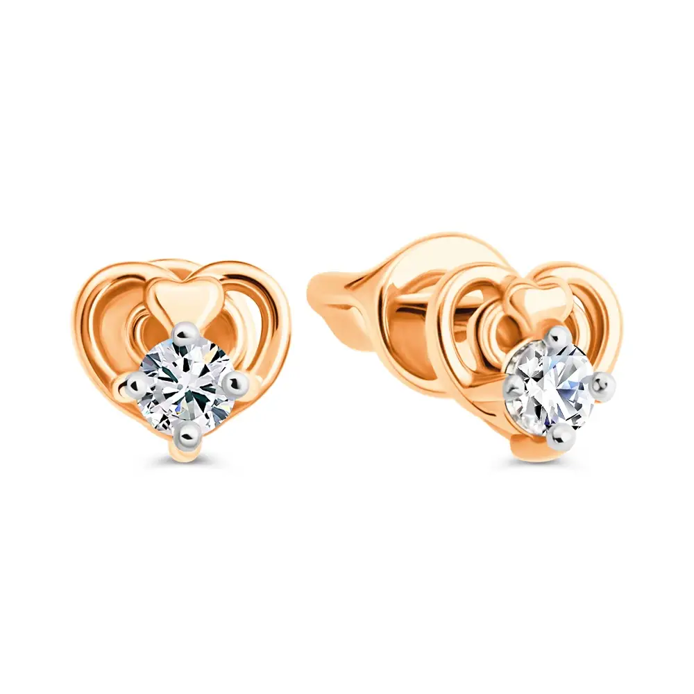 Серьги с фианитами из красного золота 375 пробы 1