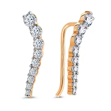 Серьги с фианитами из красного золота 375 пробы