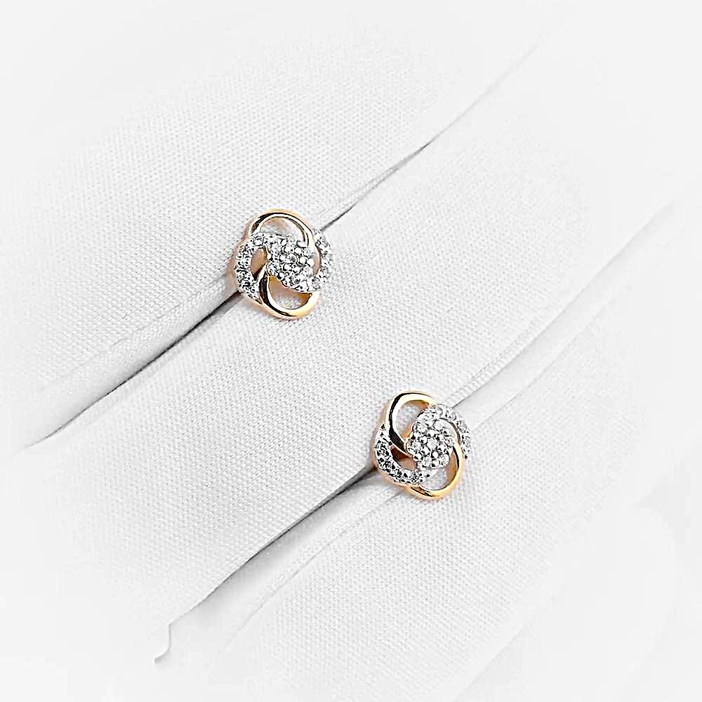 Серьги с фианитами из красного золота 585 пробы