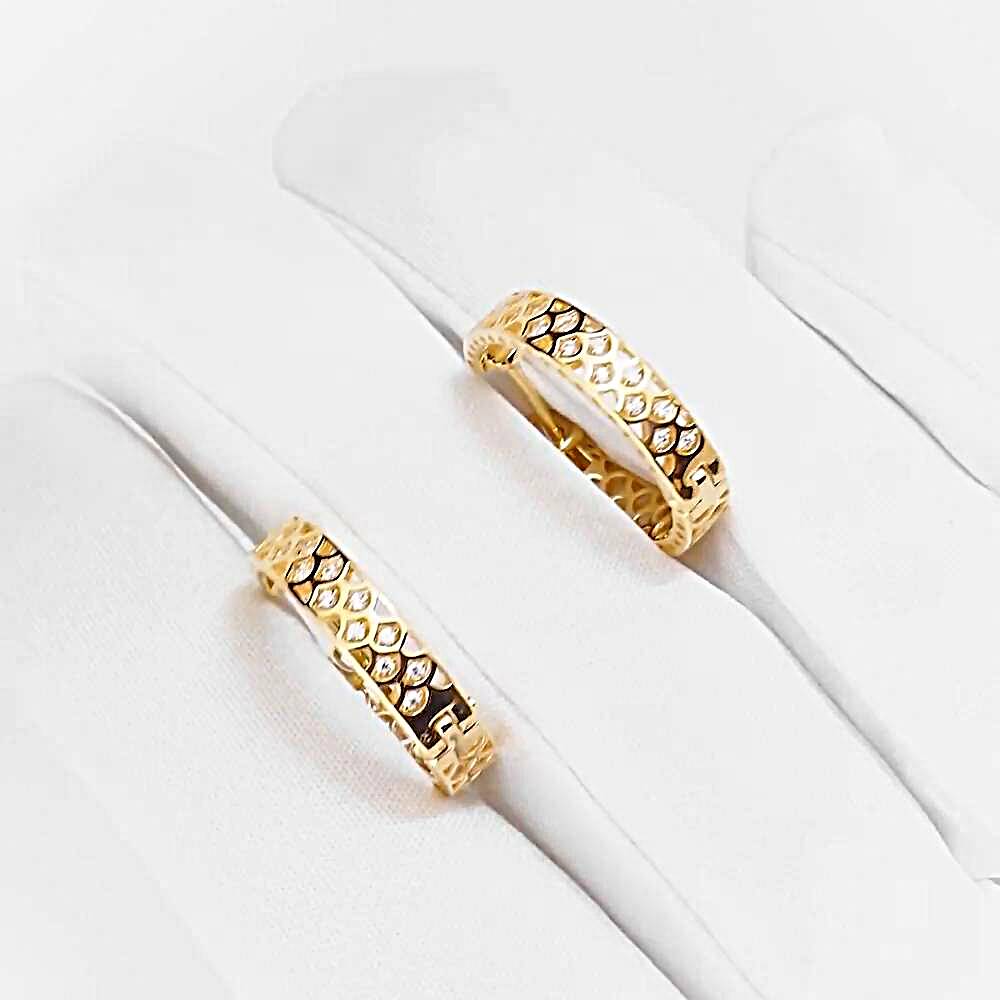 Серьги конго с фианитами из красного золота 585 пробы 1