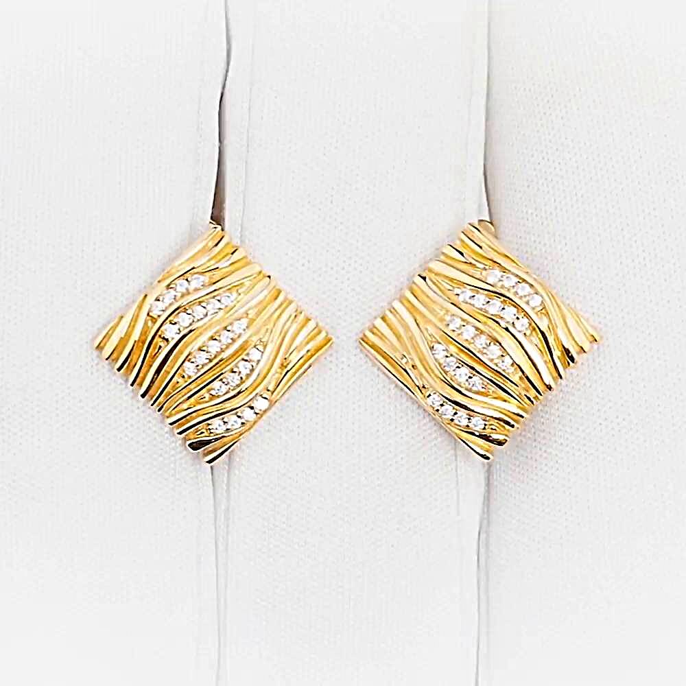 Серьги с фианитами из красного золота 585 пробы 1