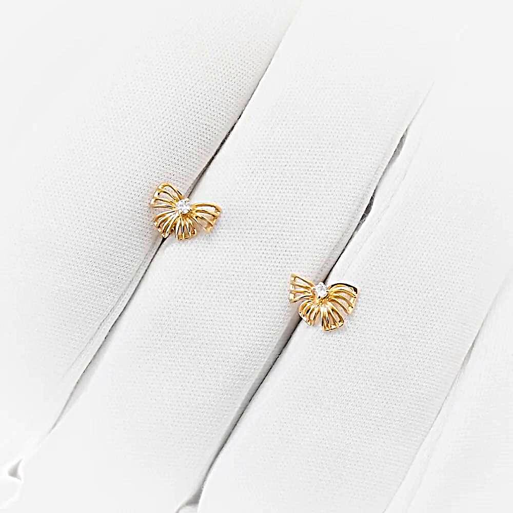 Серьги с фианитами из красного золота 585 пробы 1