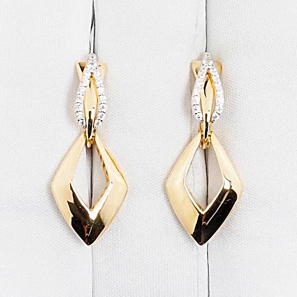 Серьги с фианитами из красного золота 585 пробы 1