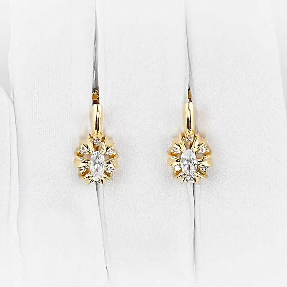 Серьги с фианитами из красного золота 585 пробы 2