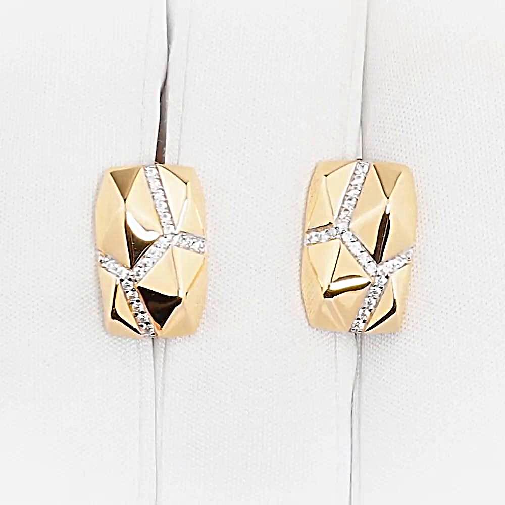 Серьги с фианитами из красного золота 585 пробы 1