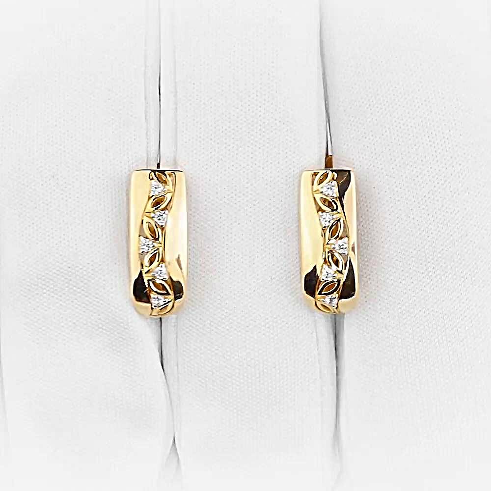 Серьги с фианитами из красного золота 585 пробы 1
