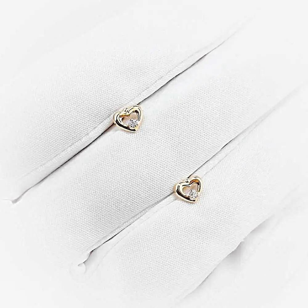 Серьги-продевки с фианитами из красного золота 585 пробы 2
