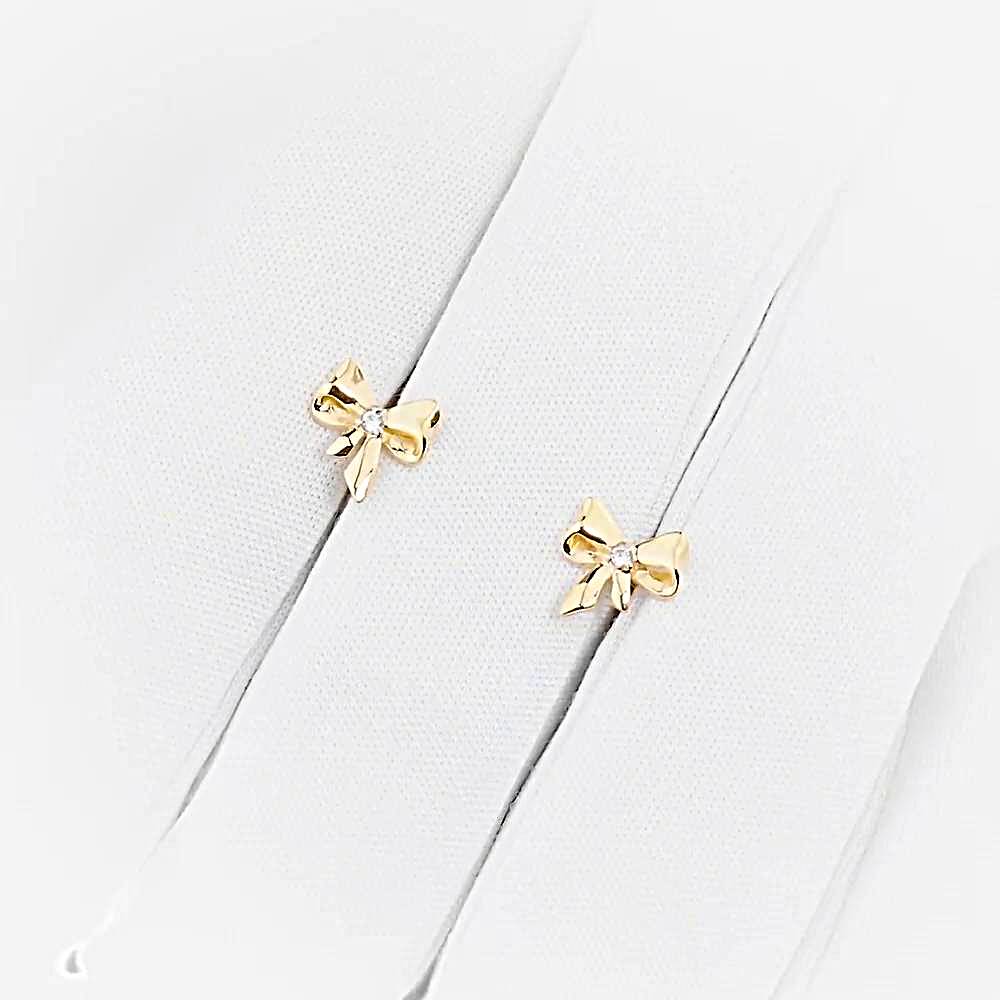 Серьги с фианитами из красного золота 585 пробы 1