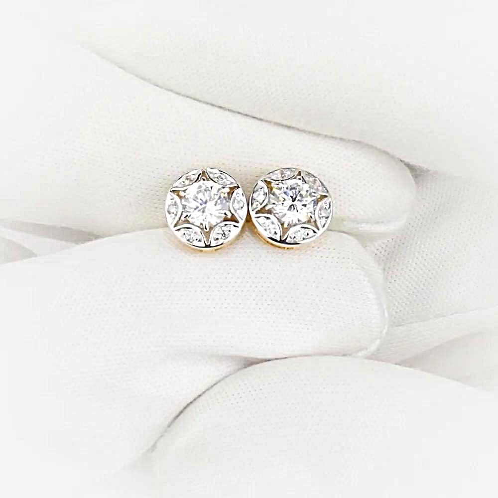 Серьги с фианитами из красного золота 585 пробы 1