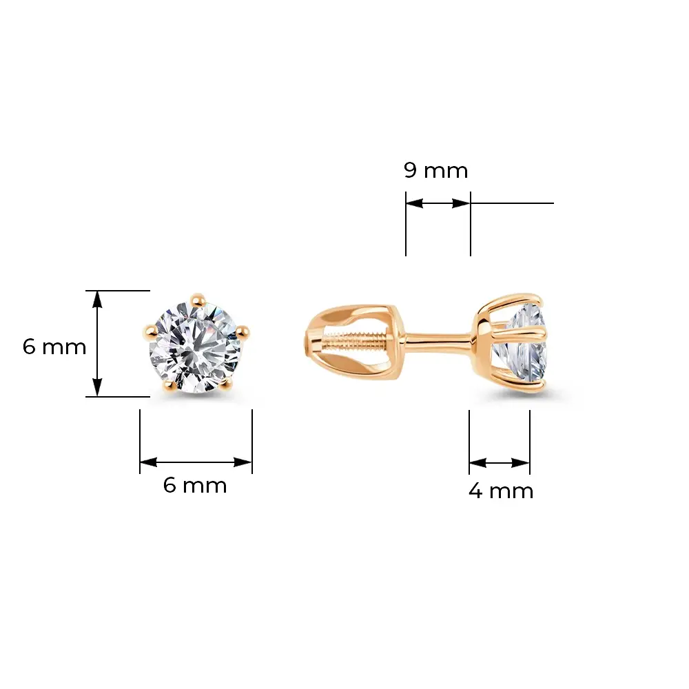 Серьги с фианитами из красного золота 585 пробы 4