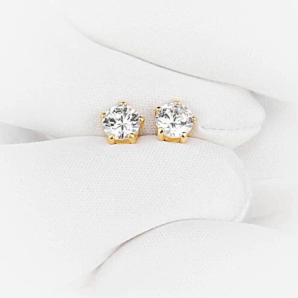 Серьги с фианитами из красного золота 585 пробы 1