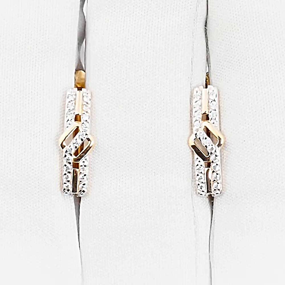 Серьги с фианитами из красного золота 585 пробы