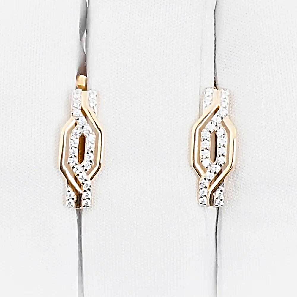 Серьги с фианитами из красного золота 585 пробы