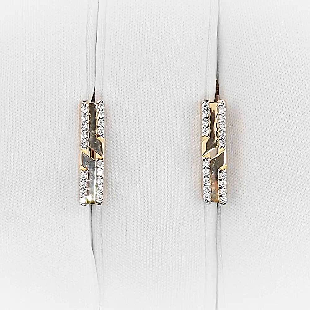Серьги с фианитами из красного золота 585 пробы 1