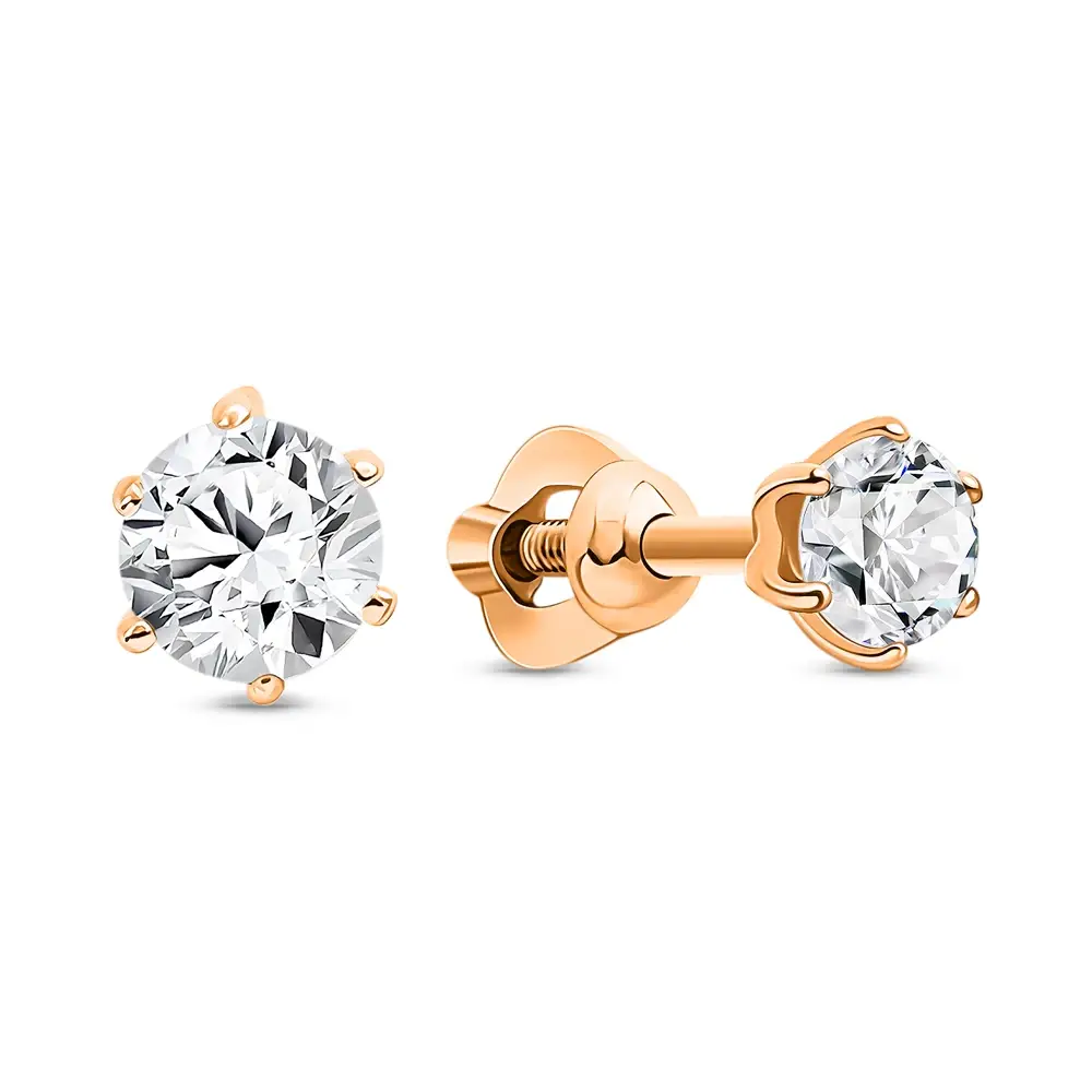 Серьги с фианитами из красного золота 585 пробы 1