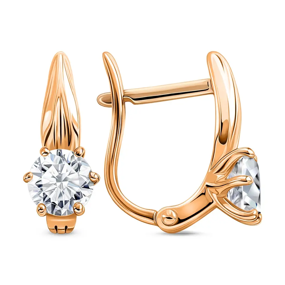 Серьги с фианитами из красного золота 585 пробы 3