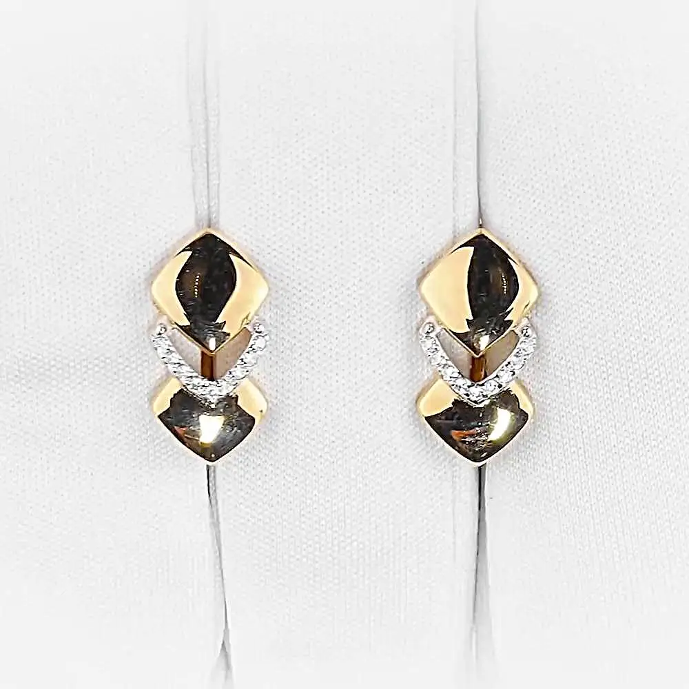Серьги с фианитами из красного золота 585 пробы 2