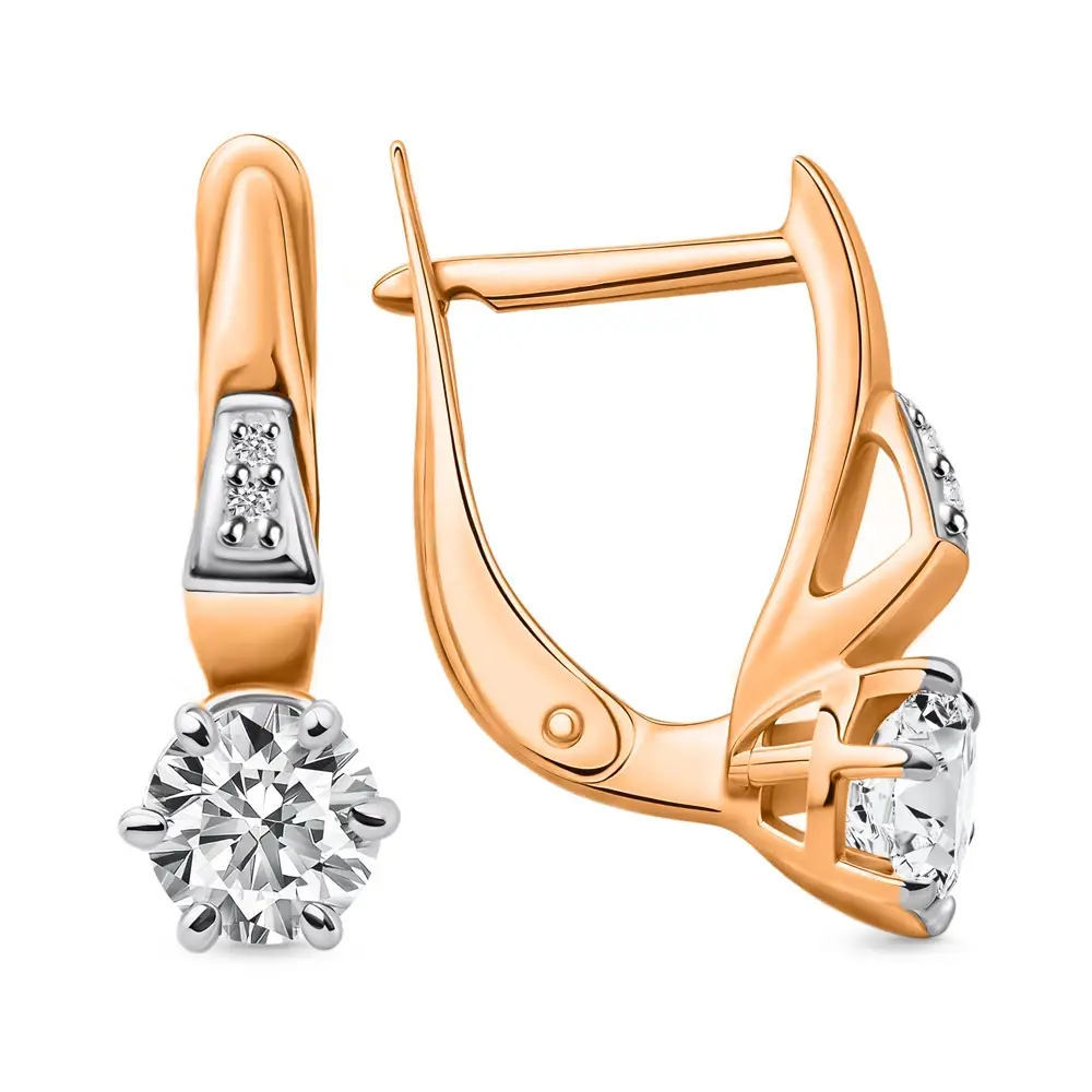 Серьги с фианитами из красного золота 585 пробы 3
