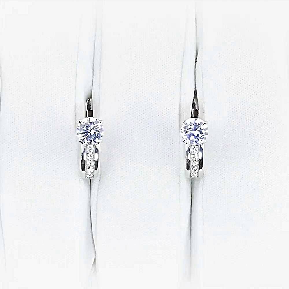 Серьги с фианитами из белого золота 585 пробы 1