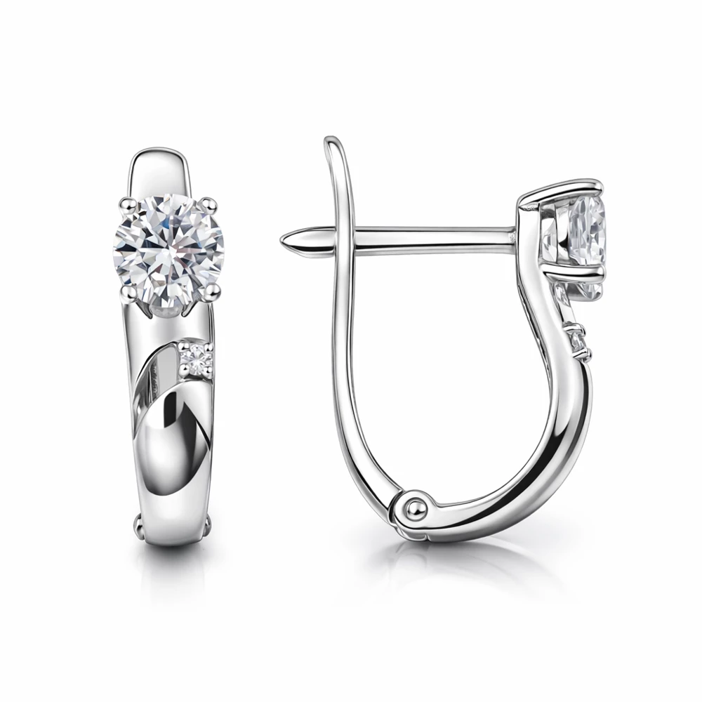 Серьги с фианитами из белого золота 585 пробы