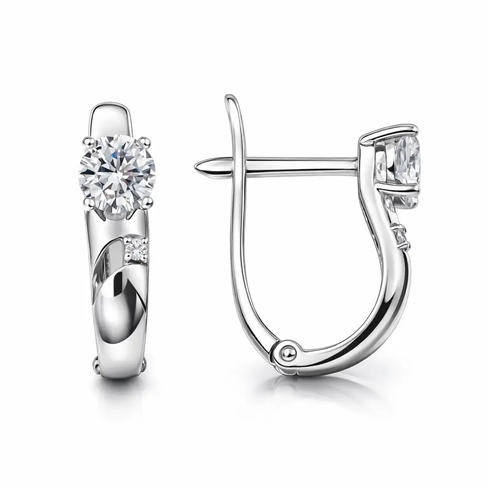 Серьги с фианитами из белого золота 585 пробы 3