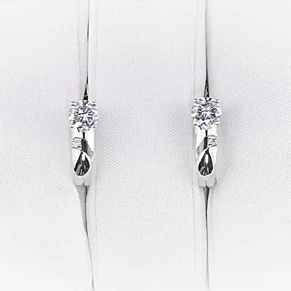 Серьги с фианитами из белого золота 585 пробы