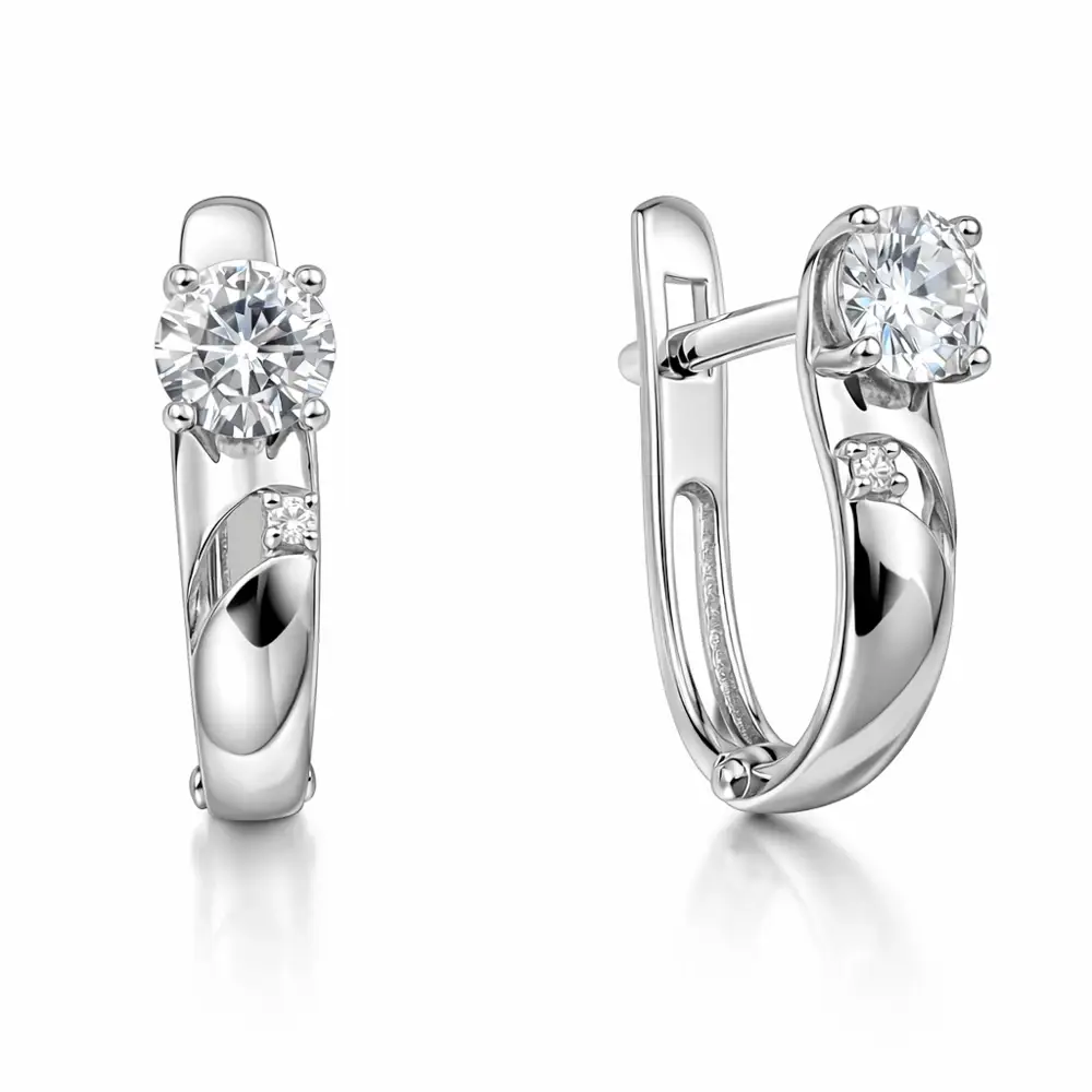 Серьги с фианитами из белого золота 585 пробы 1