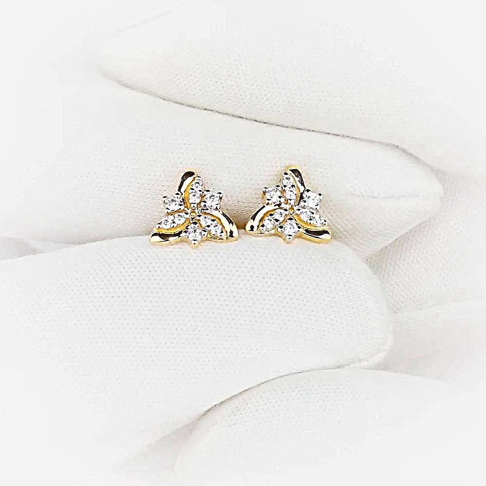 Серьги с фианитами из красного золота 585 пробы 1