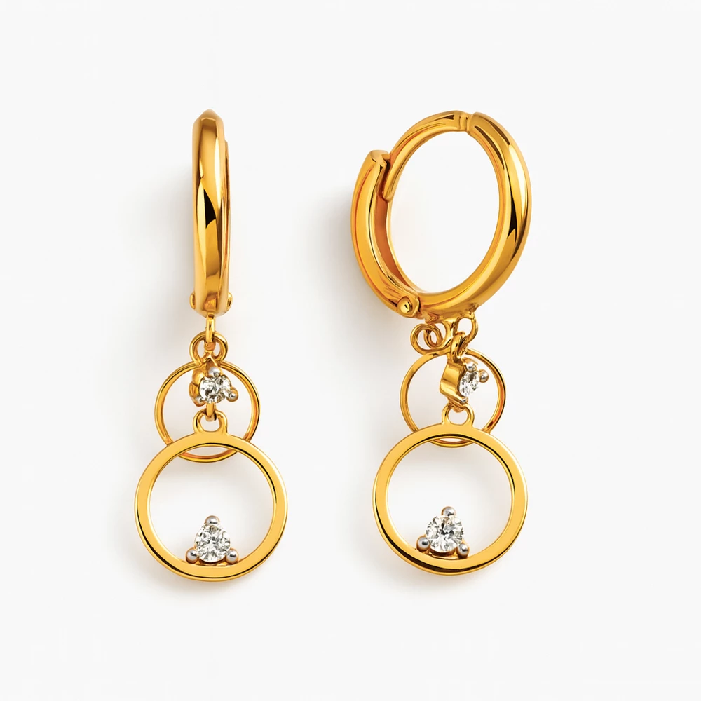 Серьги с фианитами из красного золота 585 пробы