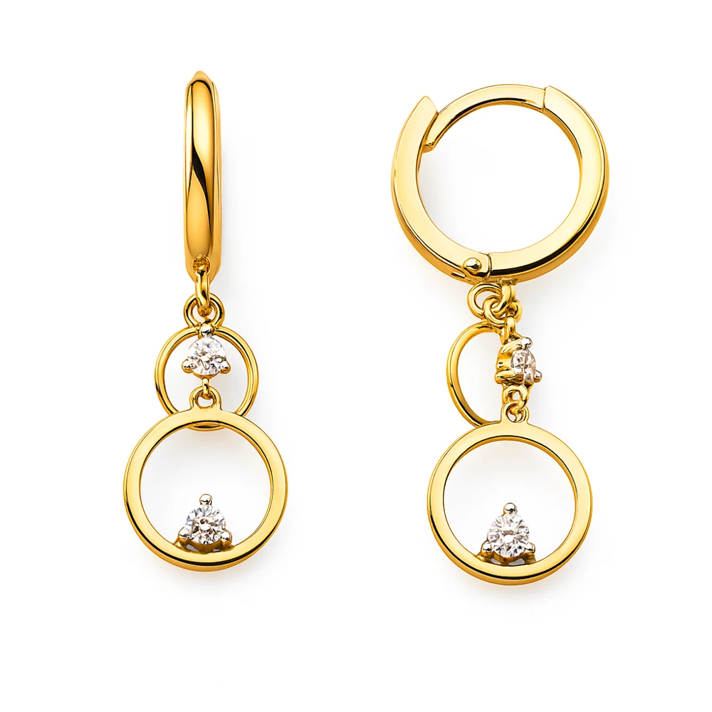 Серьги с фианитами из красного золота 585 пробы