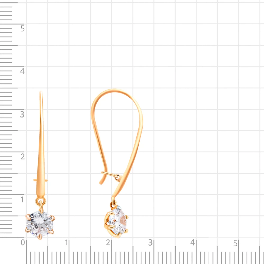 Серьги с фианитами из красного золота 375 пробы