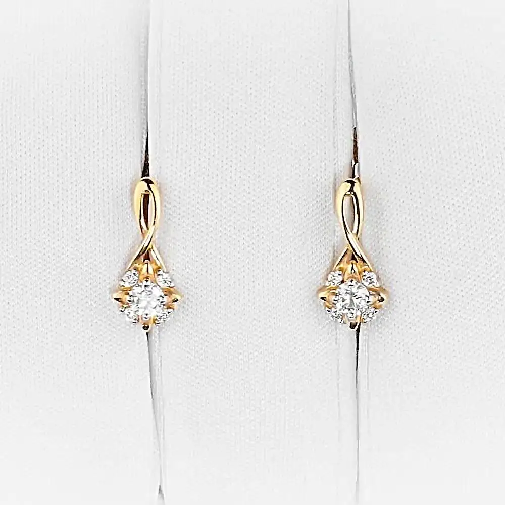 Серьги с фианитами из красного золота 375 пробы 2