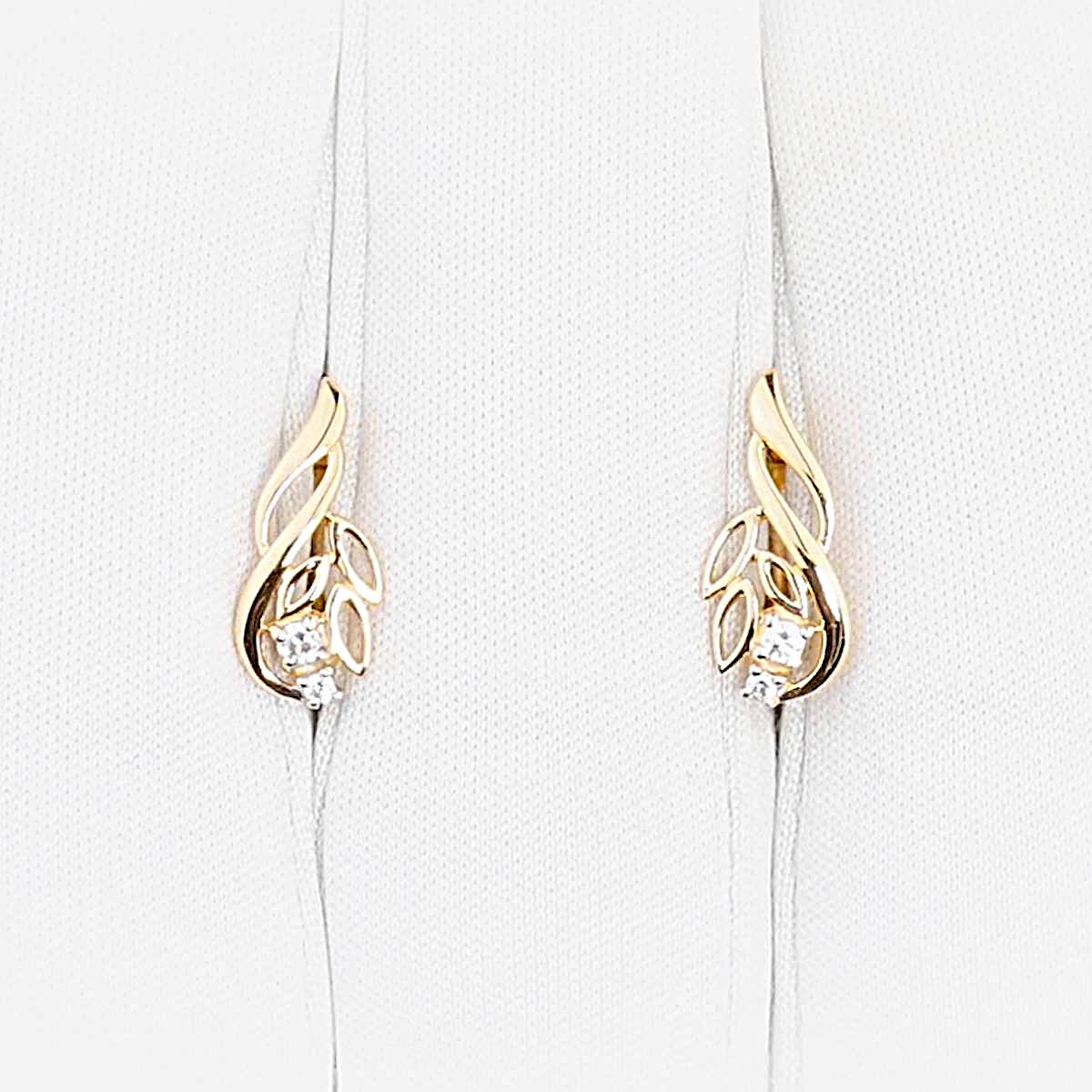 Серьги с фианитами из красного золота 585 пробы 1