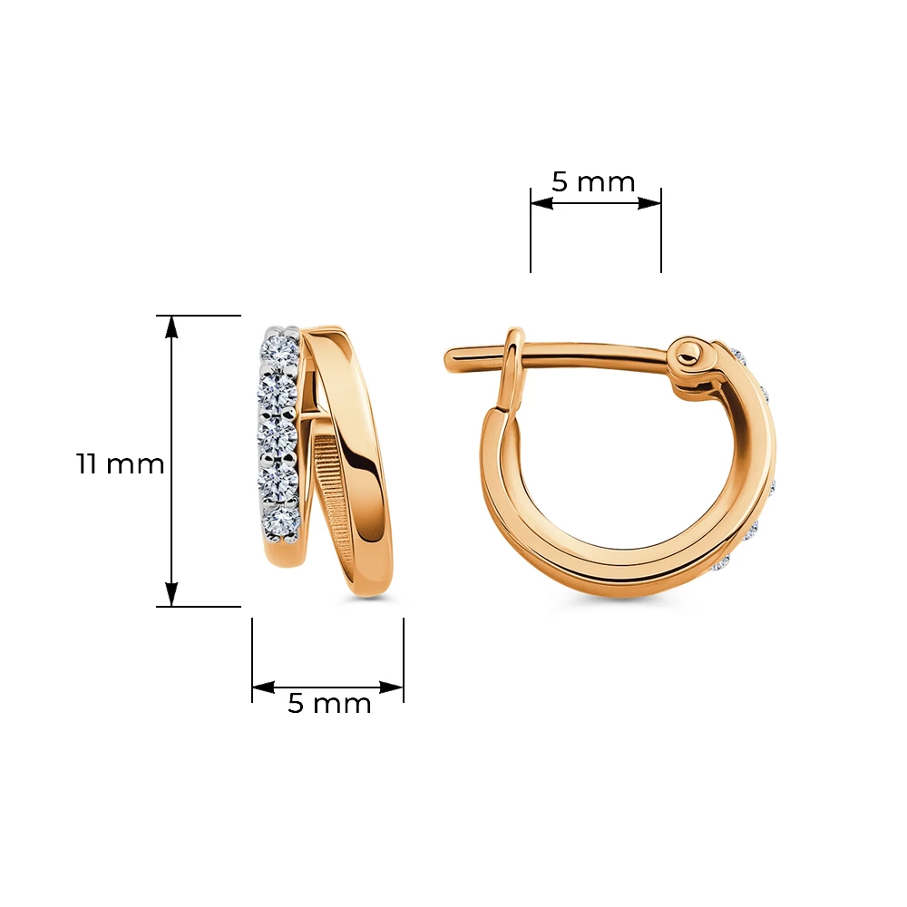 Серьги с фианитами из красного золота 585 пробы Серьги с фианитами из красного золота 585 пробы