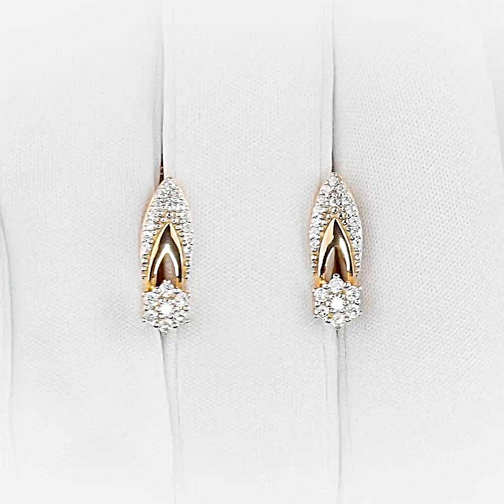 Серьги с фианитами из красного золота 375 пробы 1