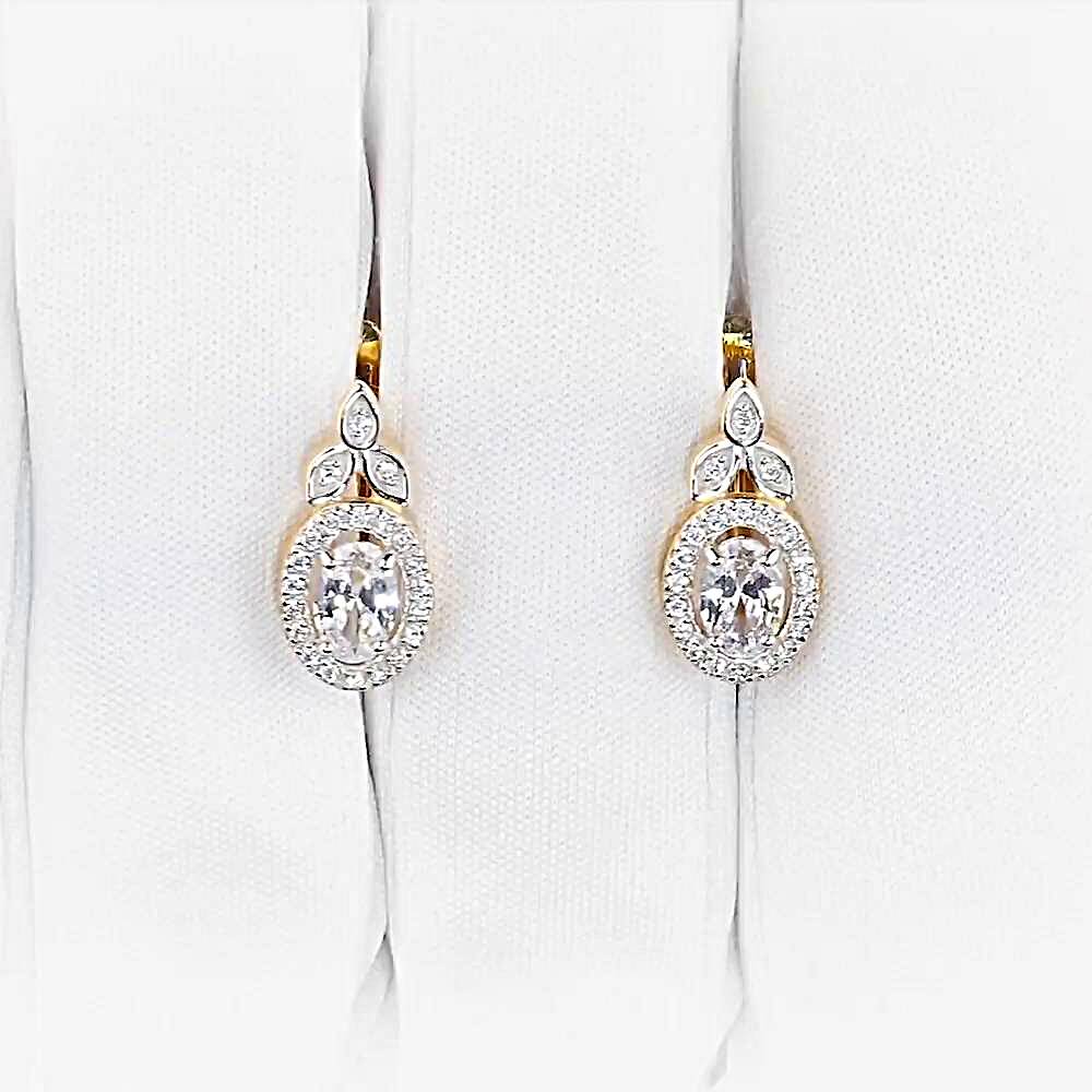 Серьги с фианитами из красного золота 375 пробы 1