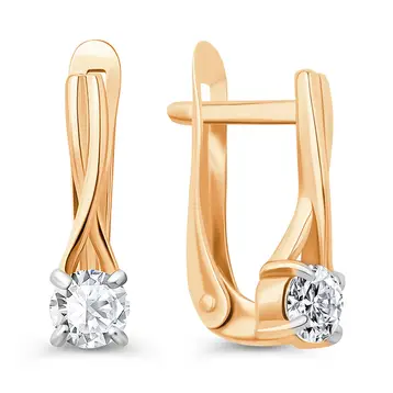 Серьги с фианитами из красного золота 375 пробы