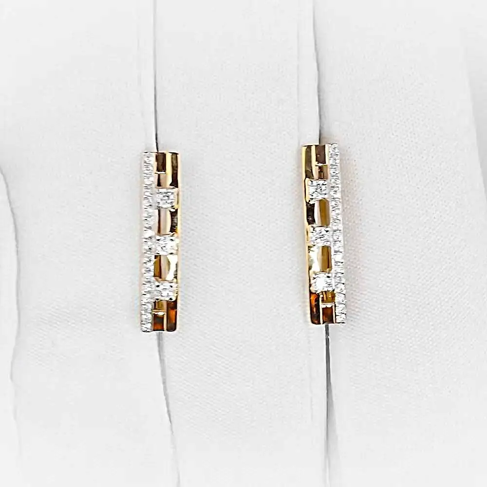 Серьги с фианитами из красного золота 375 пробы 2