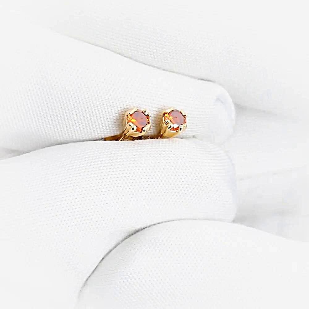 Серьги с фианитами из красного золота 585 пробы 1