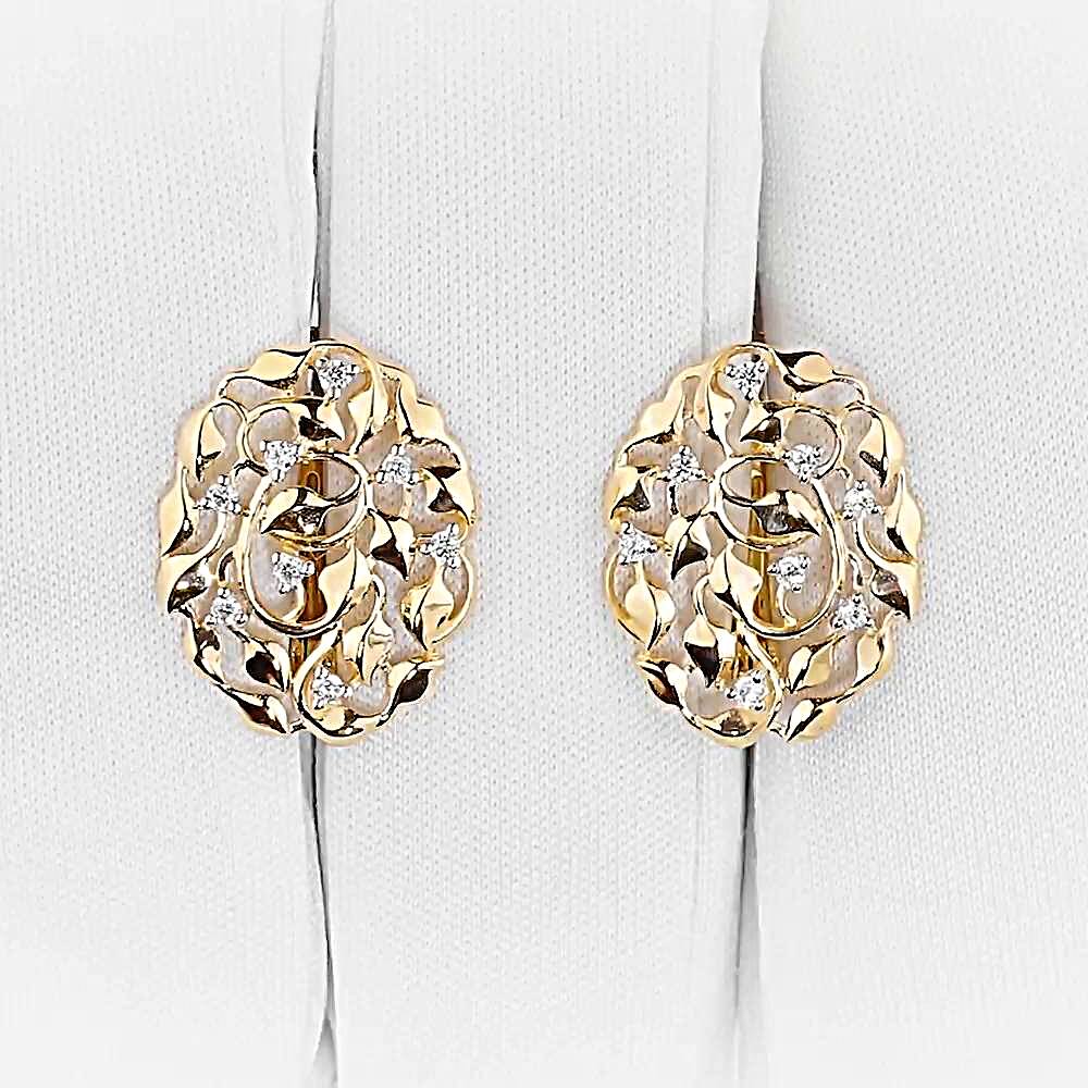 Серьги с фианитами из красного золота 585 пробы