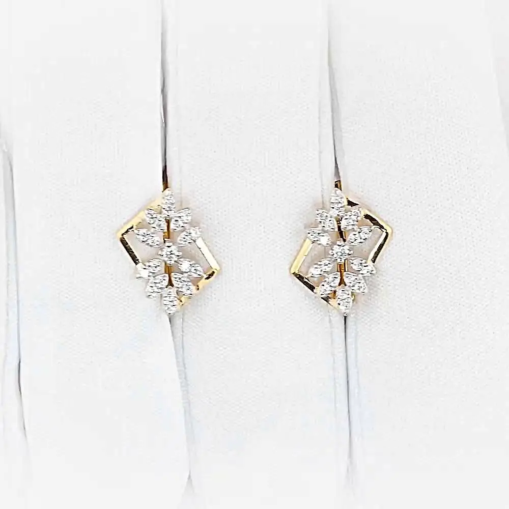Серьги с фианитами из красного золота 585 пробы 2
