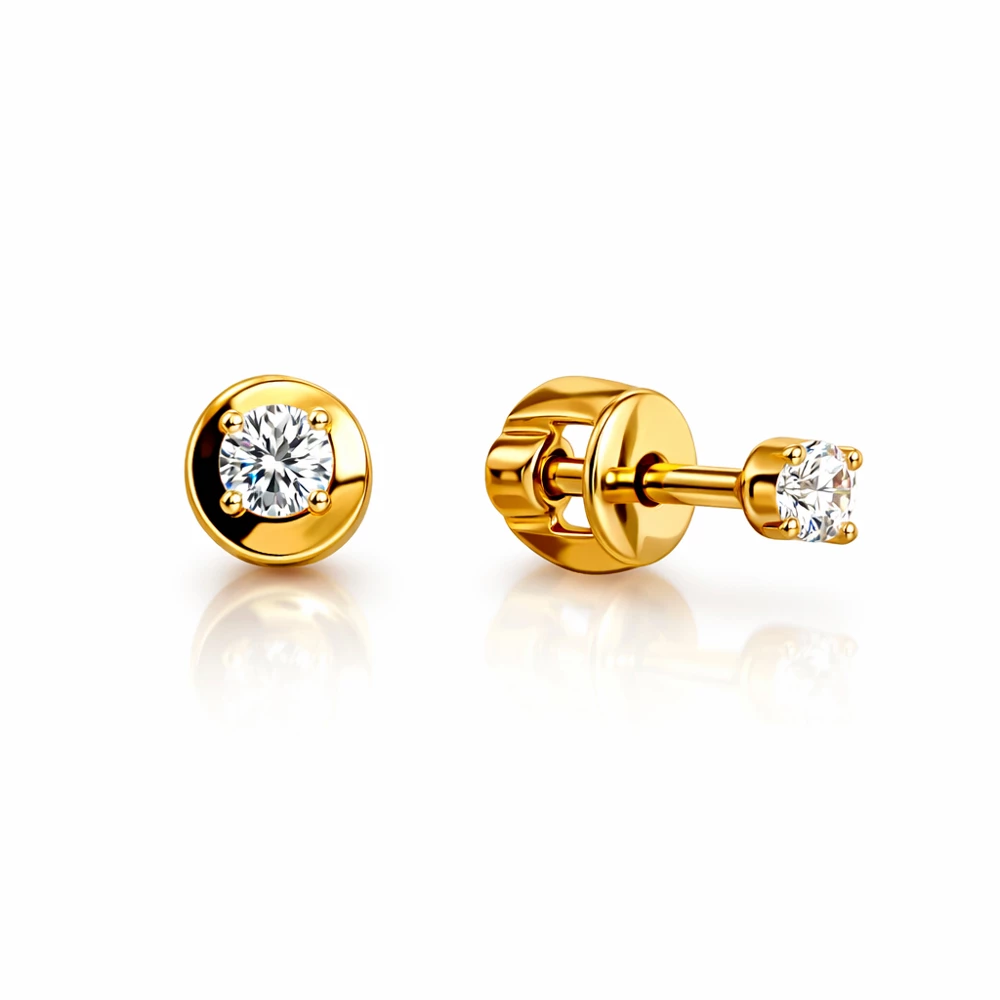 Серьги с фианитами из красного золота 585 пробы