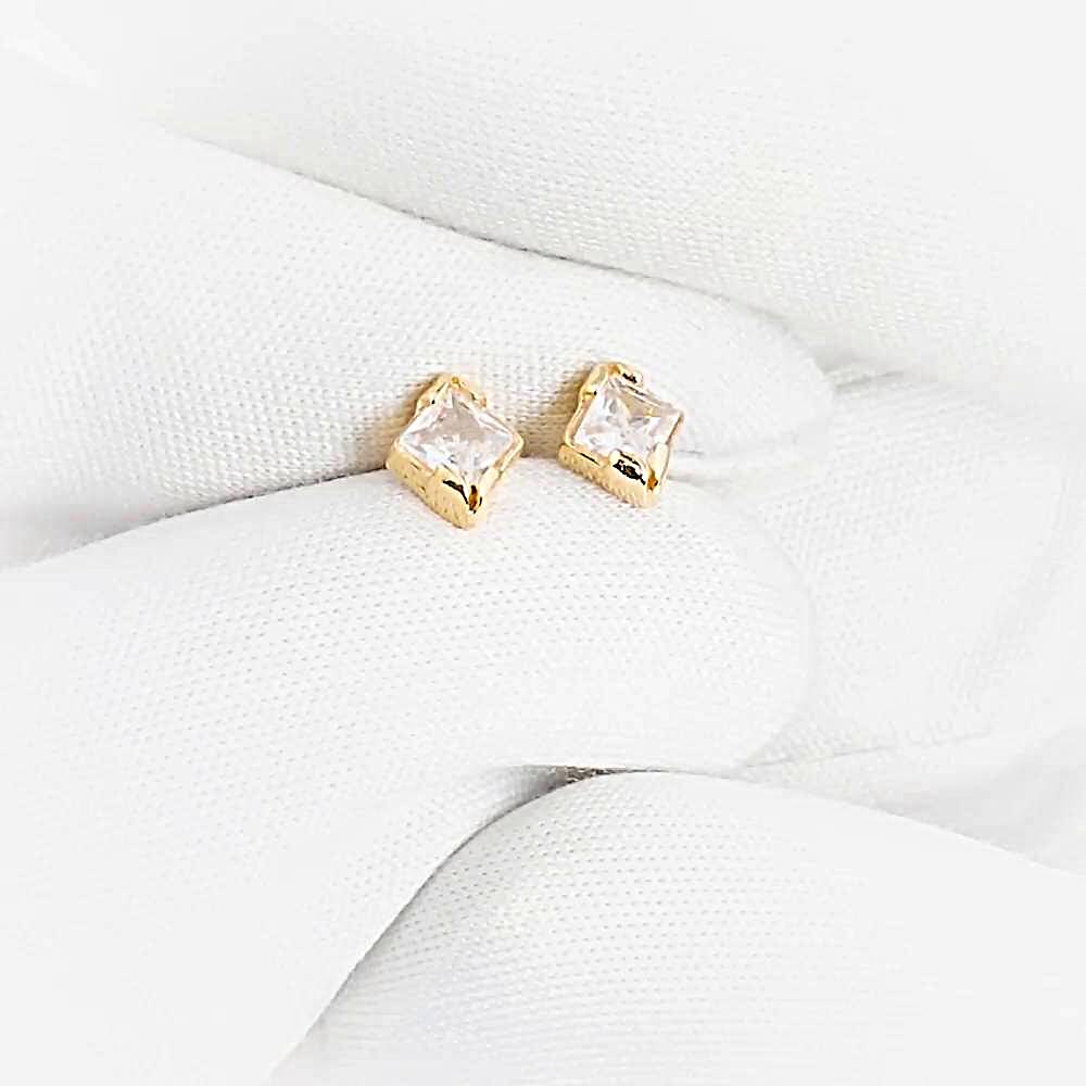 Серьги с фианитами из красного золота 585 пробы