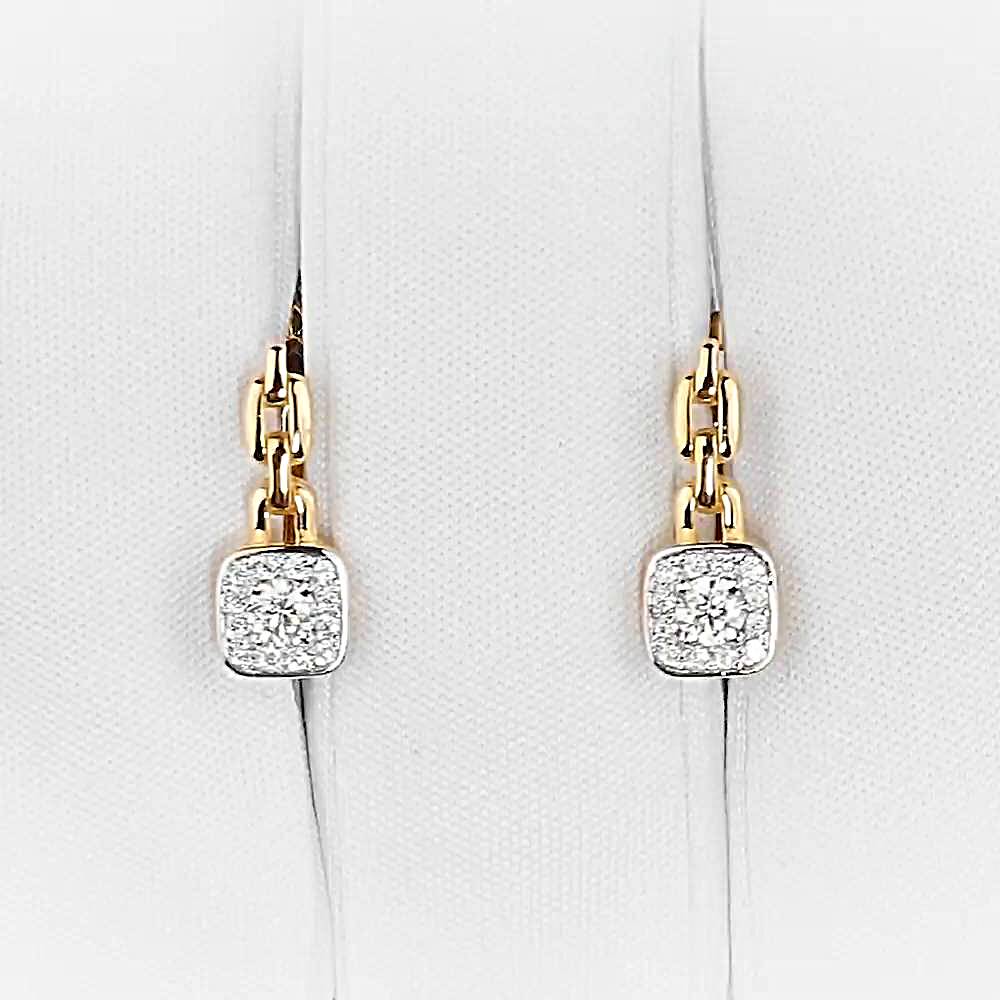 Серьги с фианитами из красного золота 585 пробы