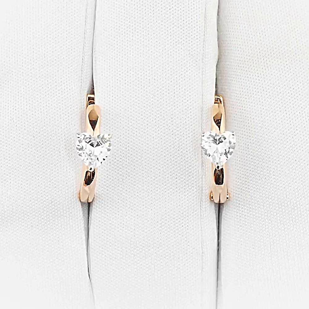 Серьги с фианитами из красного золота 375 пробы