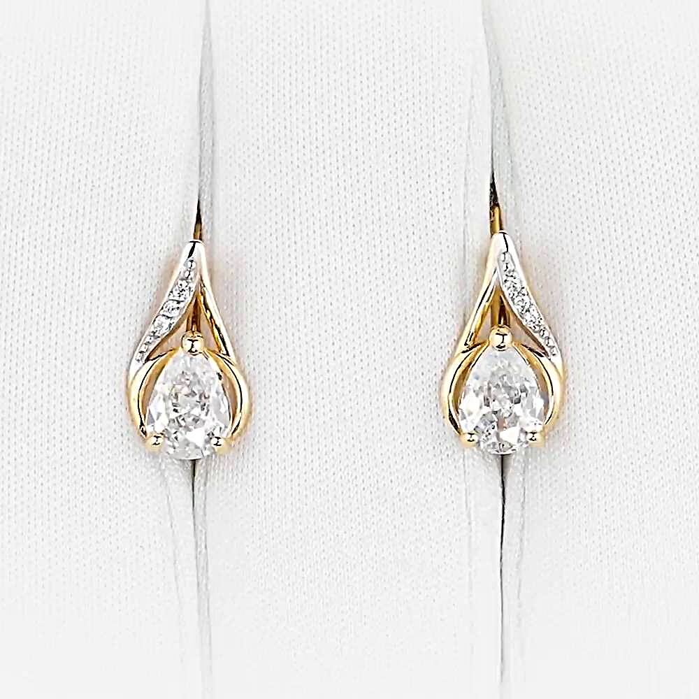 Серьги с фианитами из красного золота 585 пробы 1