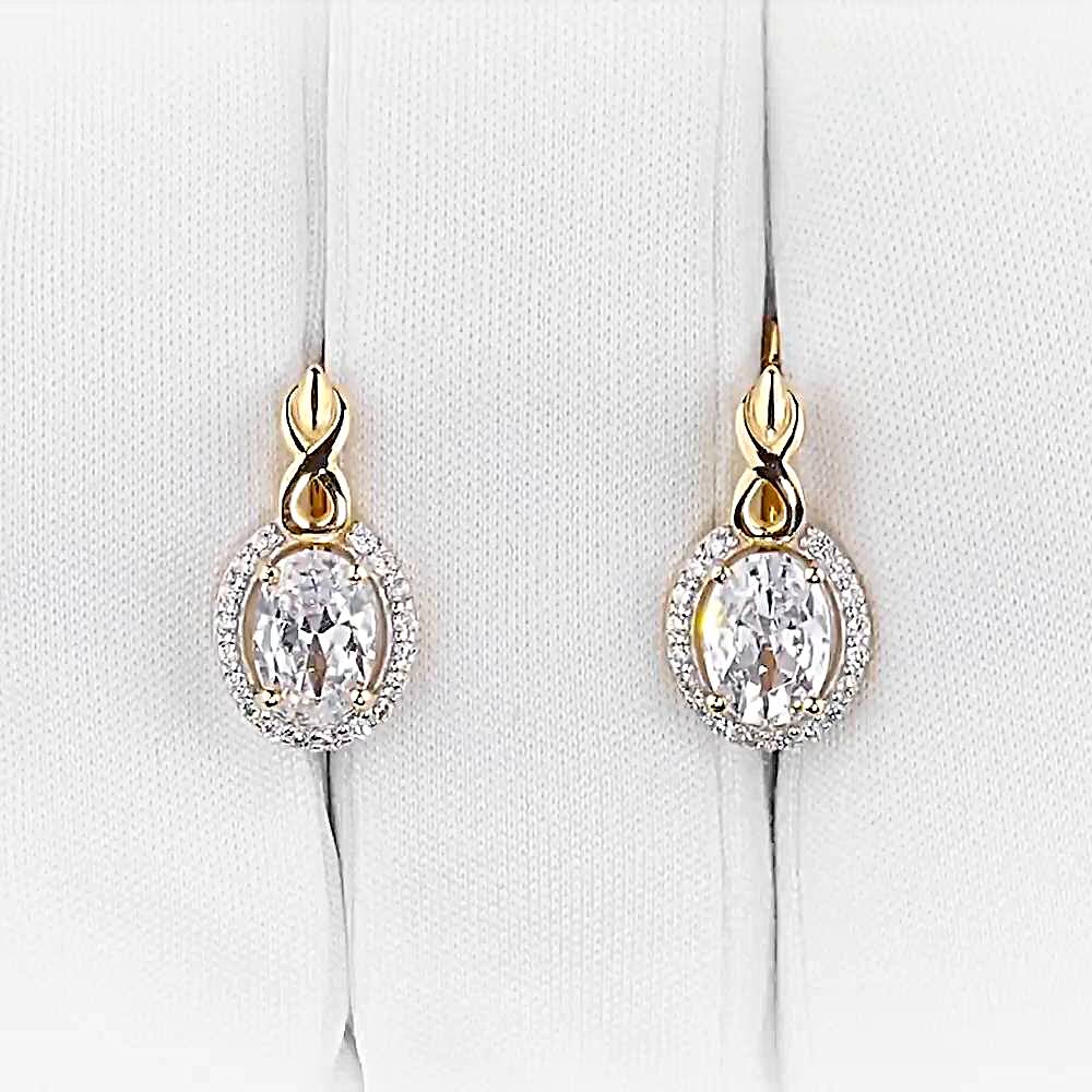 Серьги с фианитами из красного золота 585 пробы 1